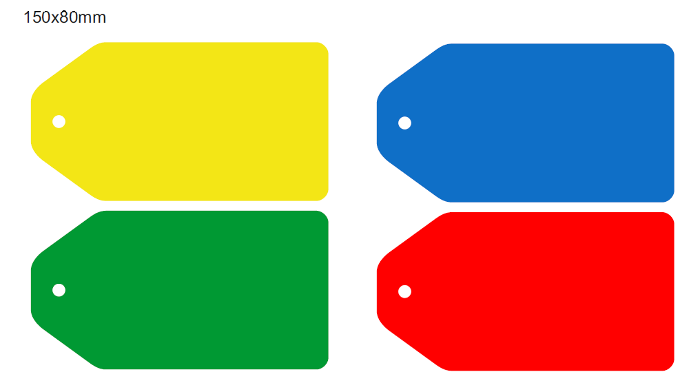 150x80mm Colour-coded Blank Write-On Tags, with fixing hole