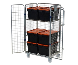 4 Sided Merchandise Trolley with Doors (900 x 650 x 1690mm) Roll Cage
