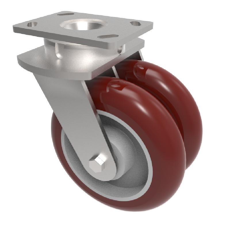 Ergonomic Polyurethane Plate Swivel Castor 200mm 1500kg Load