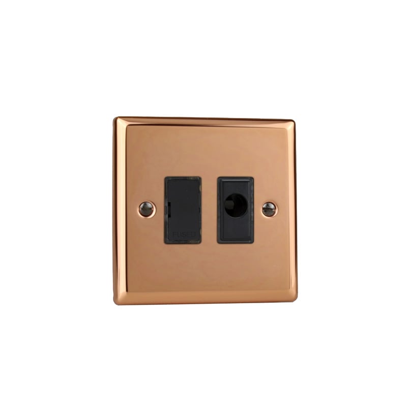 Varilight Urban 13A Unswitched Fused Spur with Flex Outlet Polished Copper (Standard Plate)