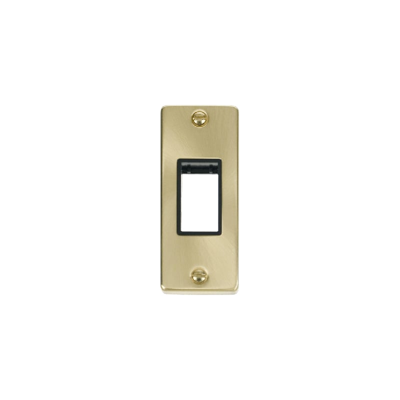 Click Deco 1G MiniGrid Single Aperture Unfurnished Architrave Plate Satin Brass Black Inserts