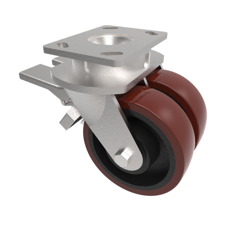 Polyurethane Cast Iron Plate Swivel Castor Brake 150mm 1500kg Load