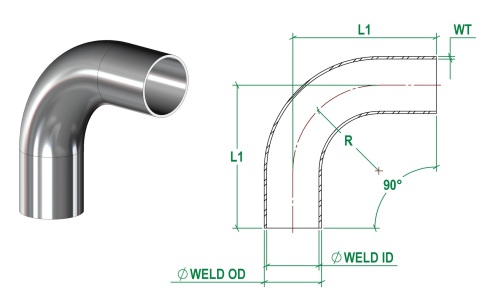 DIN11865-C, 90 Deg Bends