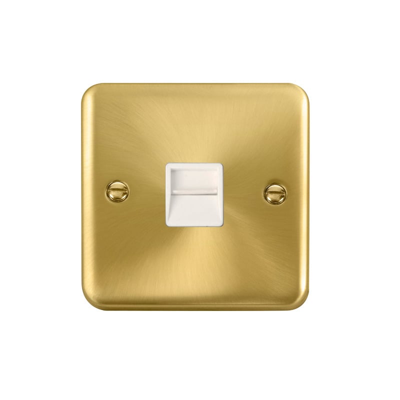 Click Deco Plus Single Telephone Outlet (Secondary) Satin Brass White Inserts