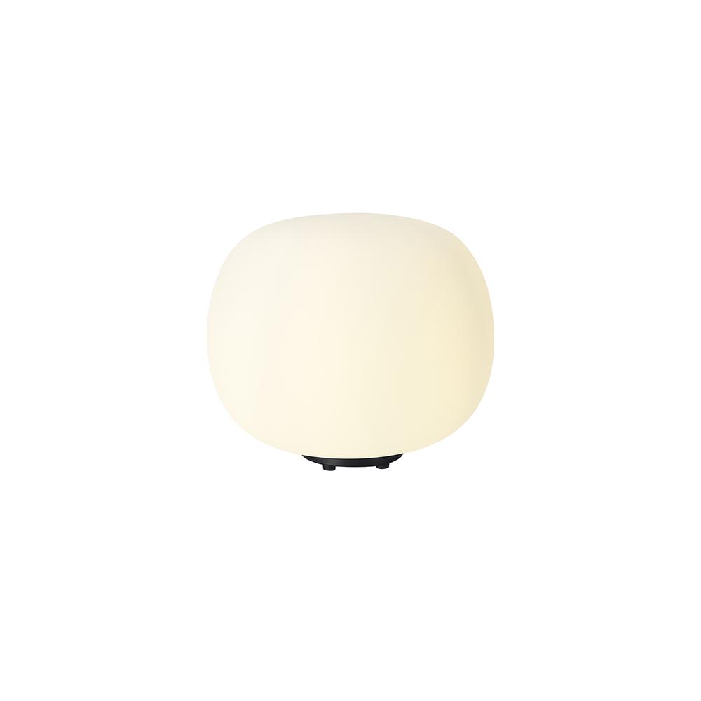 Luxuria Lumina Medium Oval Ball Table Lamp E27 Matt Black Base With Frosted White Glass Globe