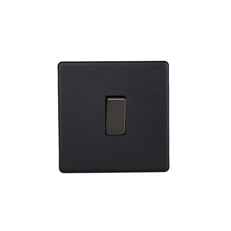 Varilight Urban 10A 1G Rocker Switch Matt Black Screw Less Plate