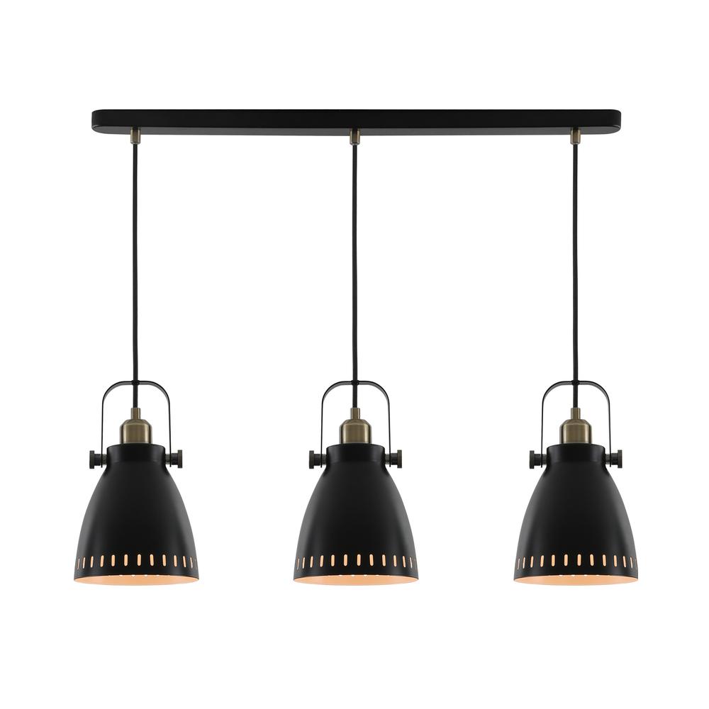 Luxuria Vita Linear Pendant Light 3xE27 Matt Black/Antique Brass/Khaki