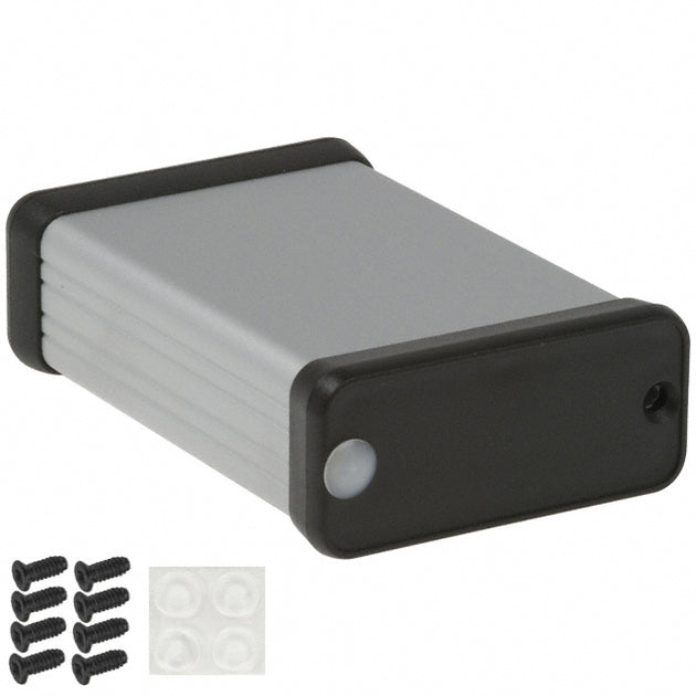 Suppliers Of 80 X 54 X 23mm Extruded Anodized Aluminium IP54 Enclosure With Plastic End Plate UK