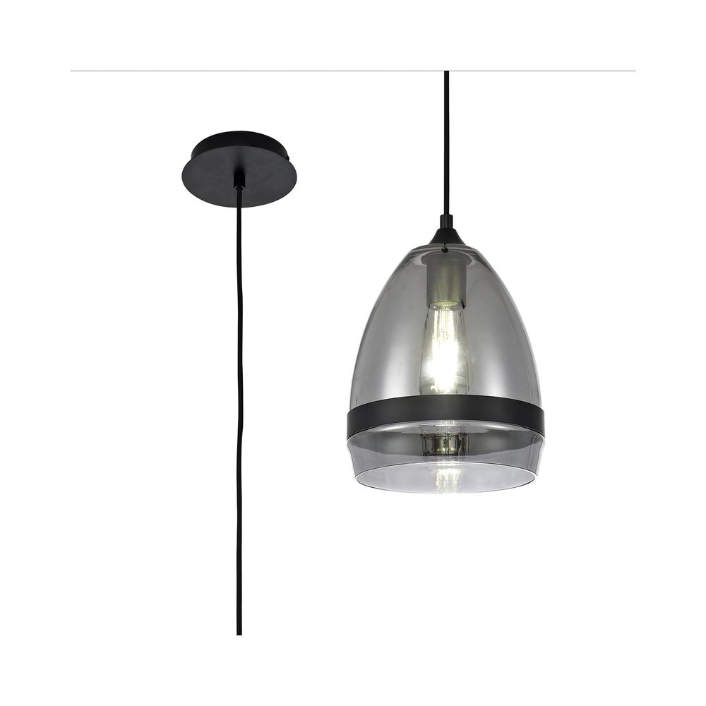 Luxuria Velora Pendant 20cm Cone E27 (Max 20W) Matt Black & Smoke Plated