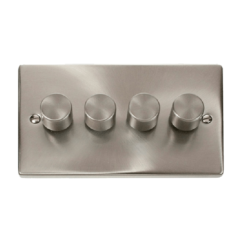 Click Deco 4 Gang 2 Way 100W LED Dimmer Switch Satin Chrome