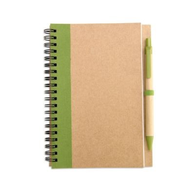 B6 RECYCLED NOTE BOOK with Pen in Green.