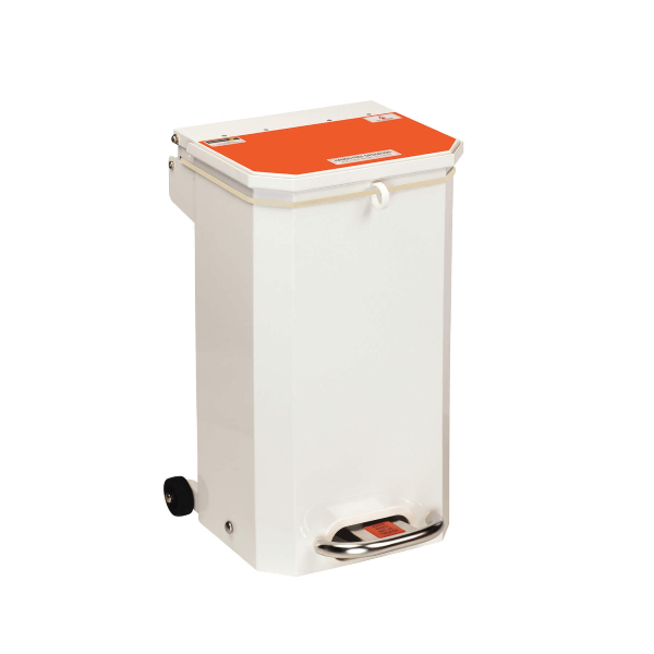 20 Litre Hospital Bin - Orange Lid - Waste Which May Be Treated' Label