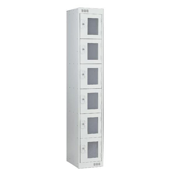 Vision Panel Clear 6 Door Lockers For The Retail Sector