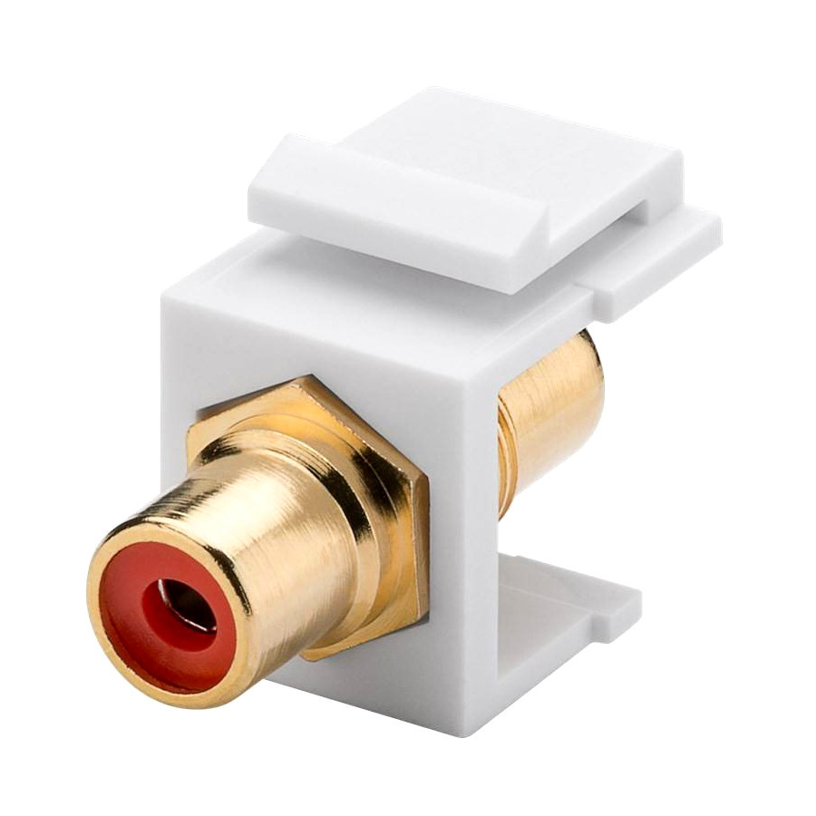 Phono RCA Keystone Quick Connect Coupler Red Audio Gold Plated White