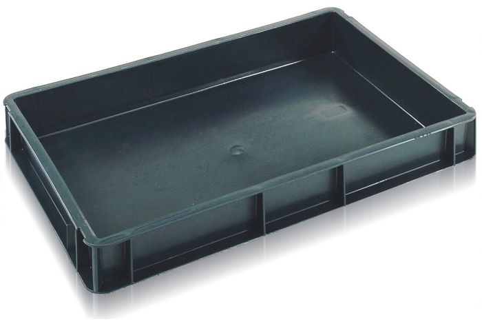 600x400x190 Bale Arm Crate - Black For Food Processing Sector