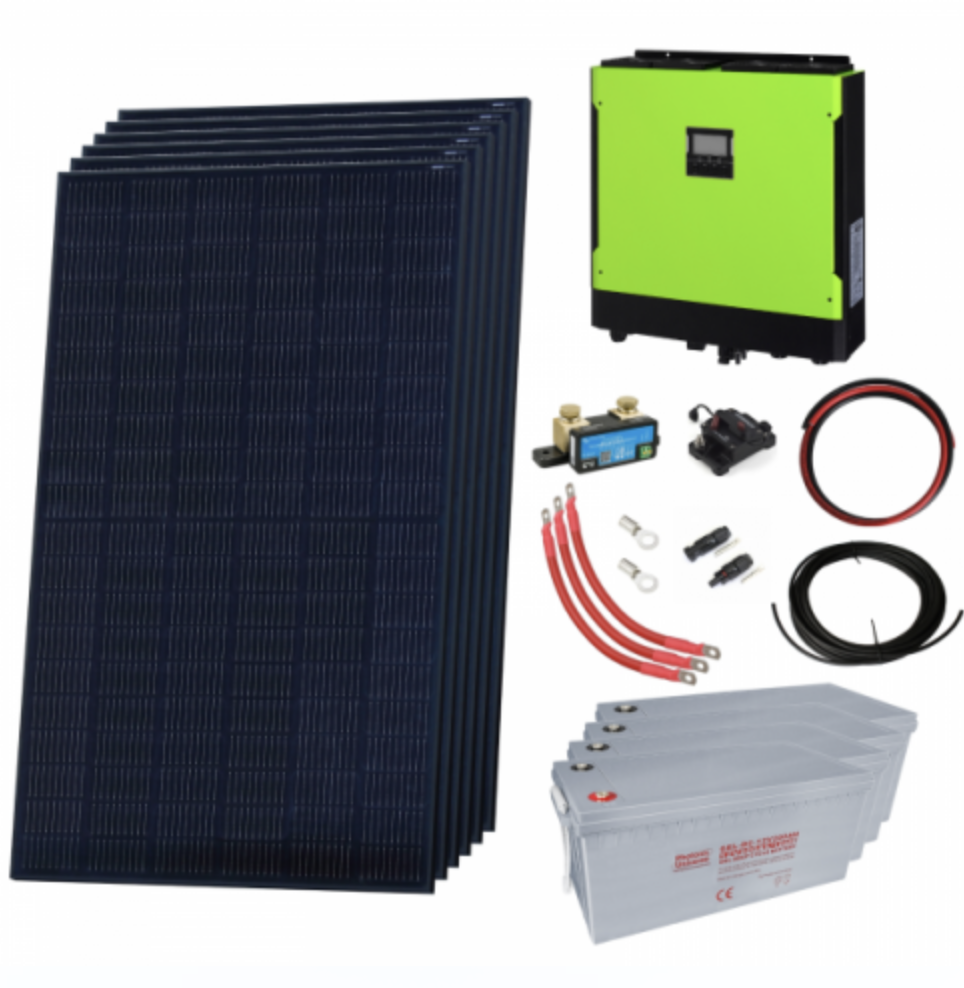 Premium 2.3Kw Grid-Tie Solar Power Kit With Lg Solar Panels, 5.5Kw Hybrid Inverter And 9.6Kwh Battery Bank