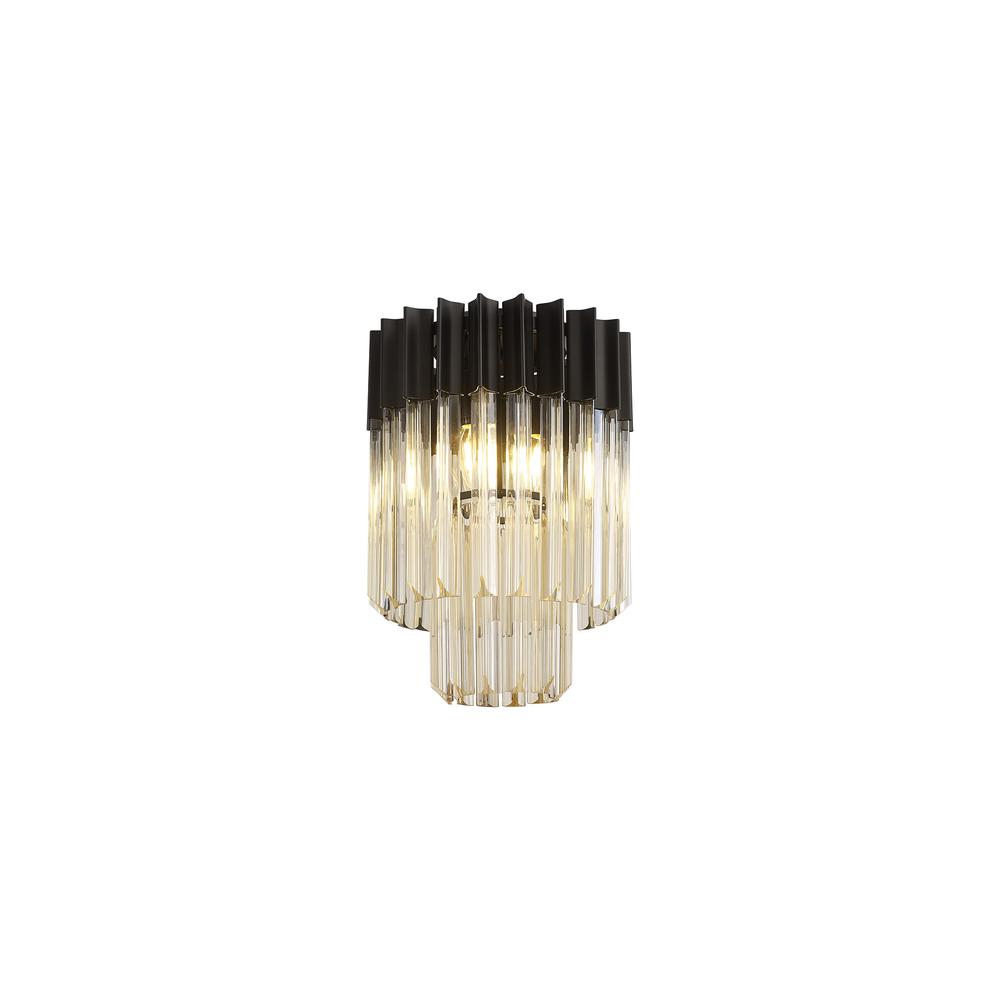 Luxuria Osiris 30cm Ceiling Round 3 Light E14 Matt Black / Cognac Sculpted Glass