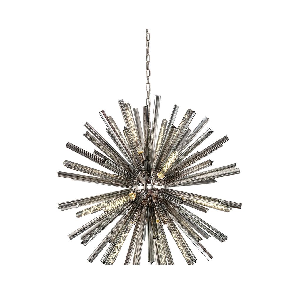 Luxuria Seneca 90cm 16 Light E27 Round Pendant Polished Nickel / Smoke Glass