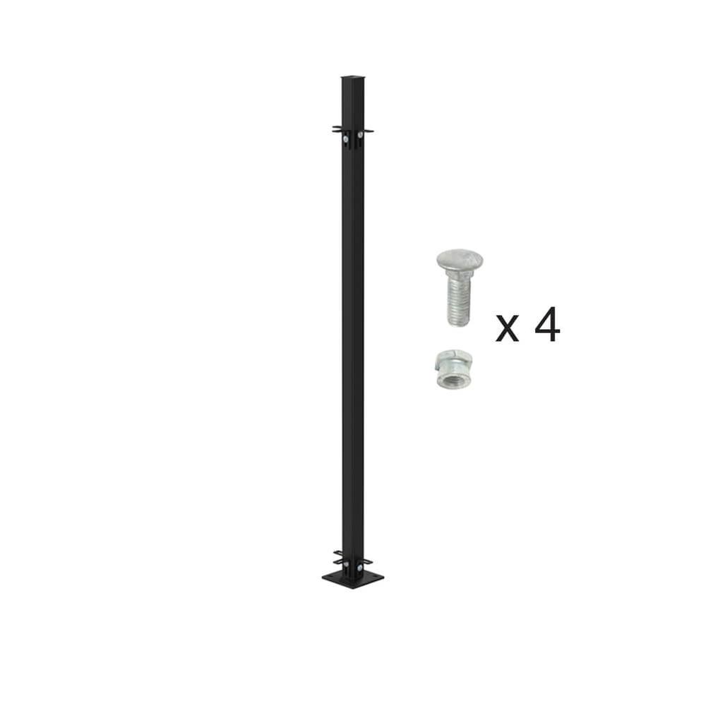 1200mm High Bolt Down 3-Way Post - Includes Cleats & Fittings - Black
