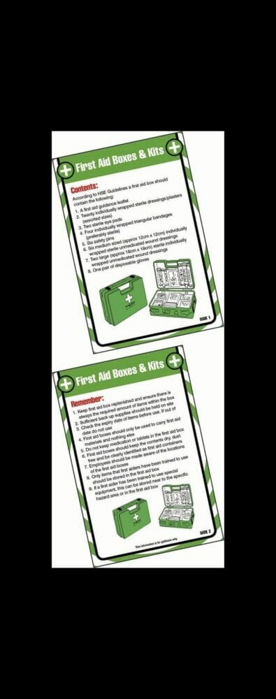 First aid boxes and kits 80x120mm pocket guide