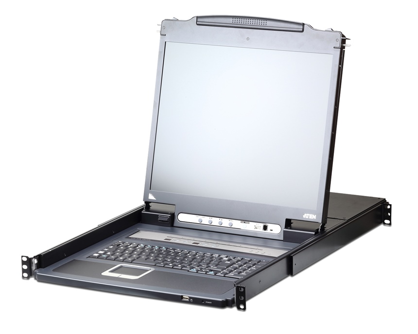 CL5716iM - Aten - 16 Port LCD VGA KVM, 1-Local/Remote Share Access, PS/2-USB VGA, Single Rail 17&#34; LCD IP KVM Switch (CL5716i) ATEN LCD Console