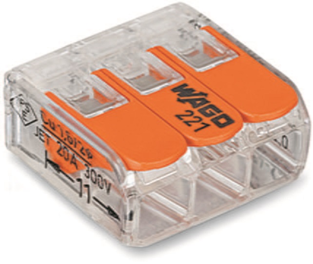 Wago 221-413 Compact 3-Port Lever Clamp Connector
[W221-413]