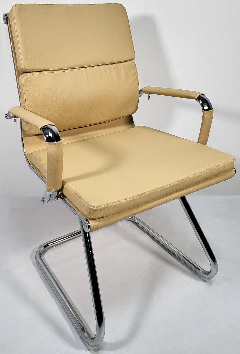 Beige Leather Soft Padded with Chrome Visitor Chair - SZ-236 UK
