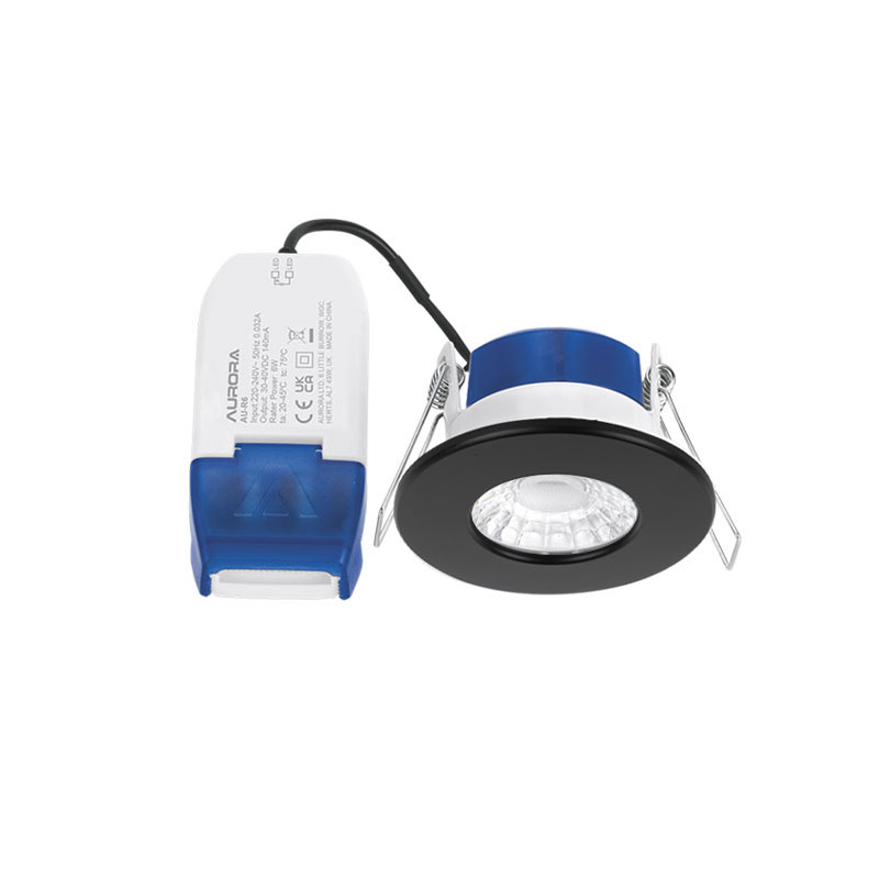 Aurora R6 Fixed 6W Fire Rated LED Downlight Matt Black 3000K