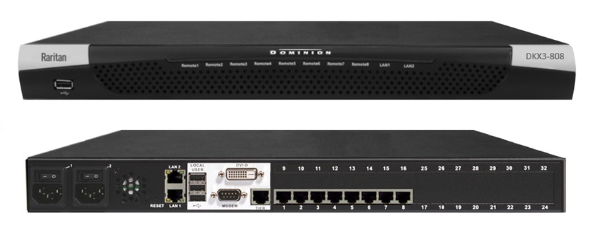 DKX3-808 Raritan ( Dominion KX III ) 8 IP users, 1 Local user Digital KVM 8 port KVM switch with access over IP ( Raritan Dominion KX3 Range CAC )