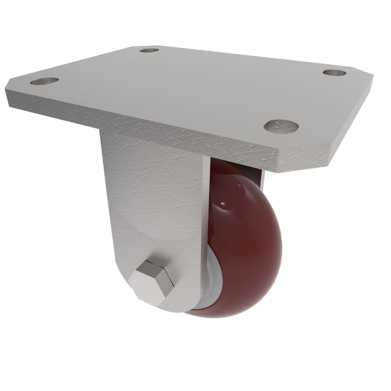 Ergonomic Polyurethane Plate Fixed Castor 100mm 350kg Load