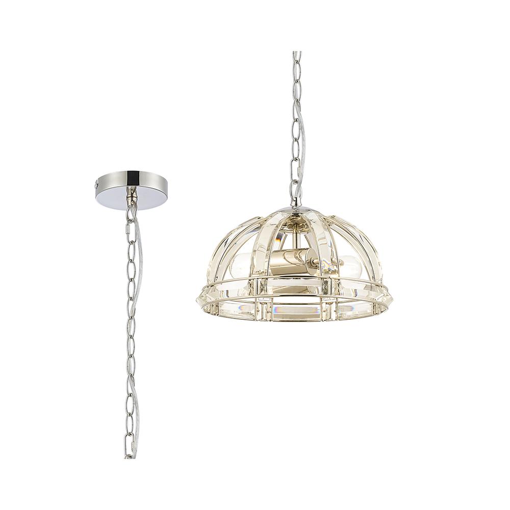 Luxuria Majorelle 30cm Small Dome Pendant Light 2xE27 Polished Nickel