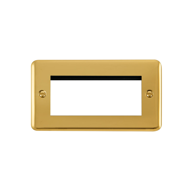 Click Deco Plus New Media 4 Aperture Face Plate Polished Brass