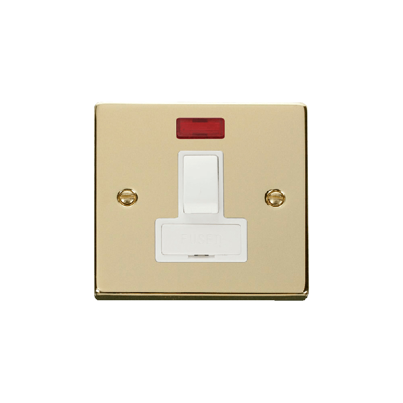 Click Deco 13A DP Switched Fused Connection Unit With Neon Polished Brass Insert White