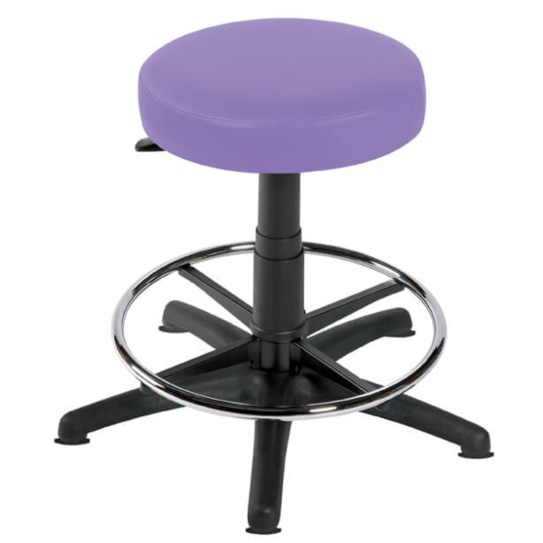 Gas Lift Examination Stool with Glides and Foot Ring - Lilac