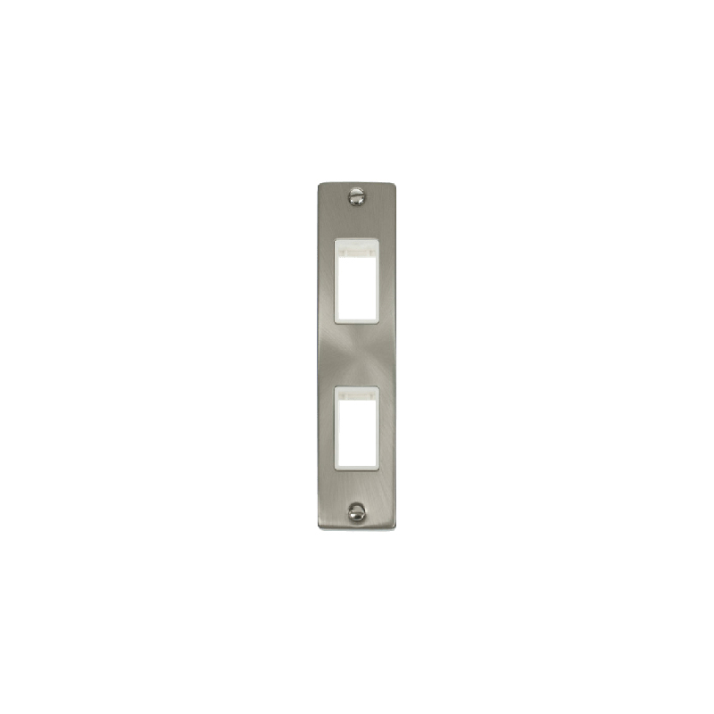 Click Deco 2G MiniGrid Double Aperture Unfurnished Architrave Plate Satin Chrome White Inserts