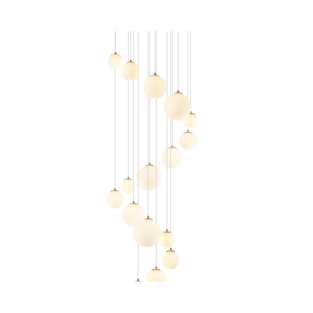 Luxuria Thorne 60cm Pendant 16xG9 Satin Gold Opal Glass