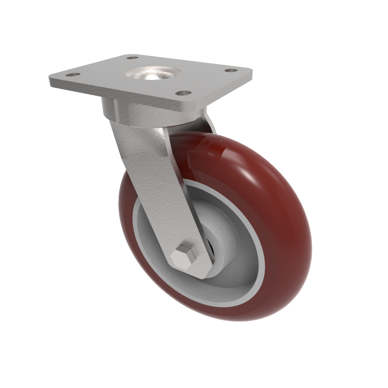 Ergonomic Polyurethane Plate Swivel Castor 200mm 775kg Load