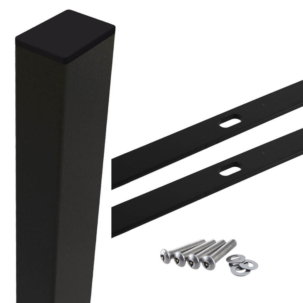 Black Securifor Corner Post For 2.0m With Fixings (80 x 60 - 2.7m O/A Length