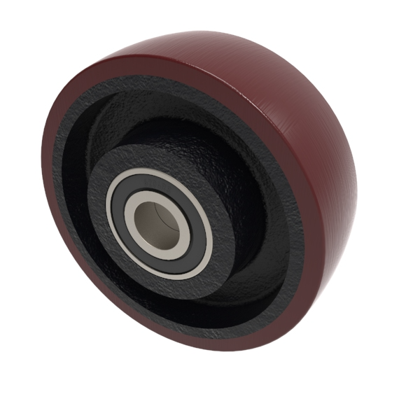 Polyurethane Cast Iron 125mm Ball Bearing Wheel 500kg Load