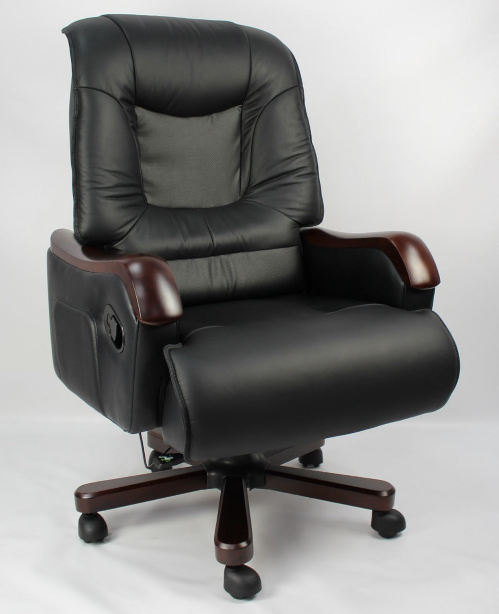 Quality Executive Genuine Black Leather Office Chair - FD3B