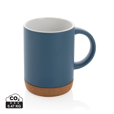 CERAMIC POTTERY MUG with Cork Base in Blue.