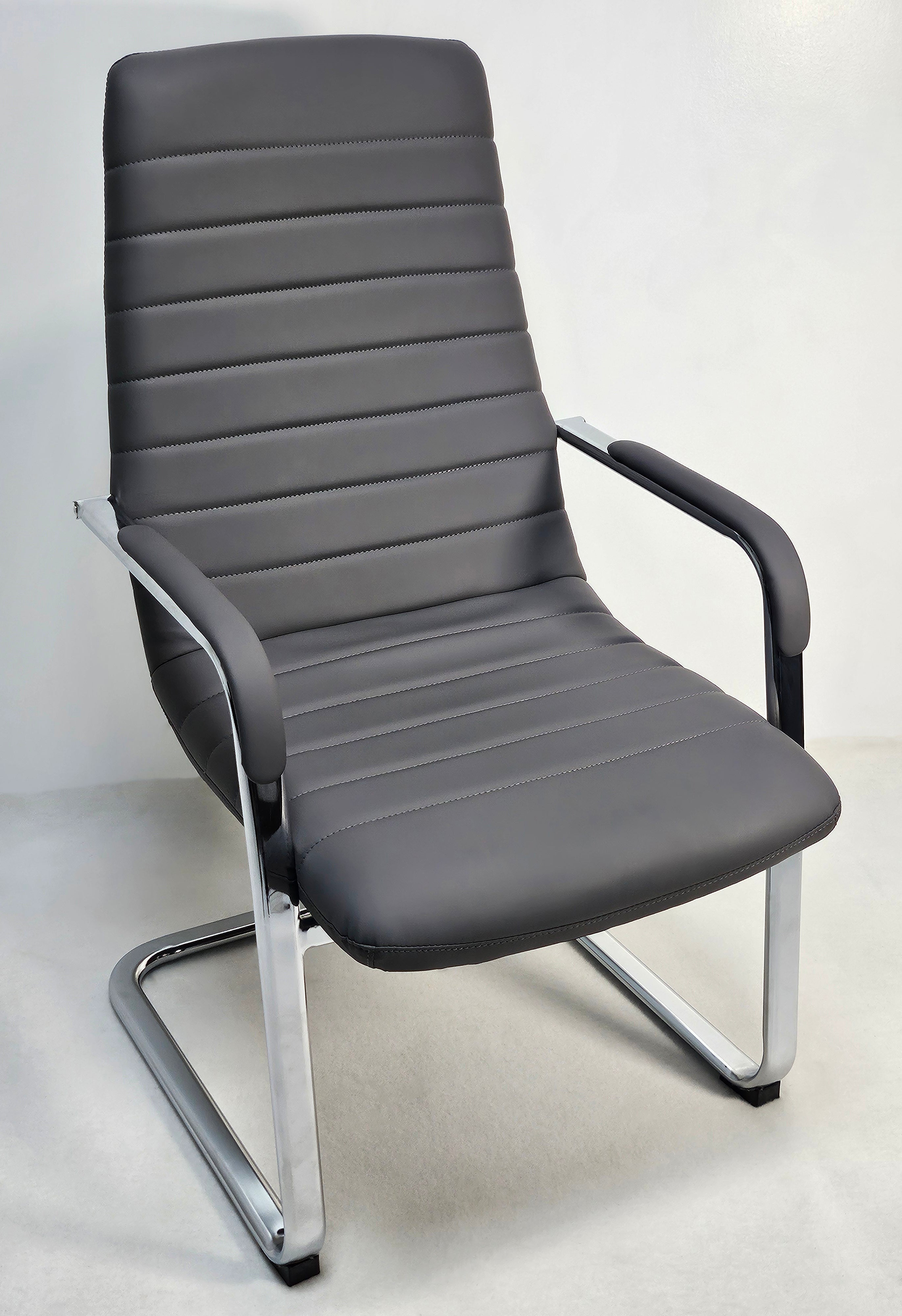 Providers Of Stylish Grey Leather Cantilever Visitor Chair - HB-291C North Yourkshire