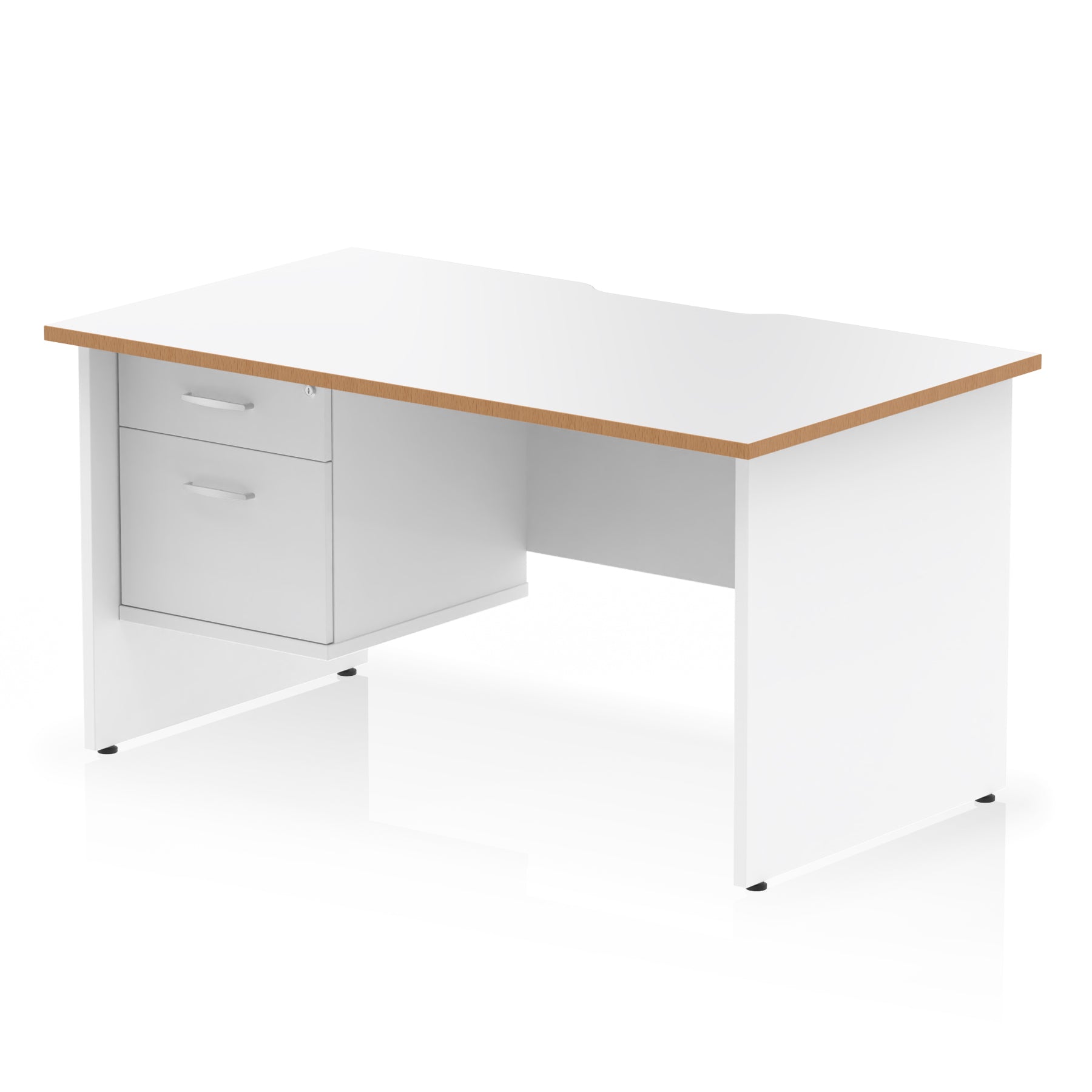 Suppliers Of Impulse Scalloped Edge Panel End Straight Desk With Single Fixed Pedestal - 1400mm - Multiple Colour Options UK
