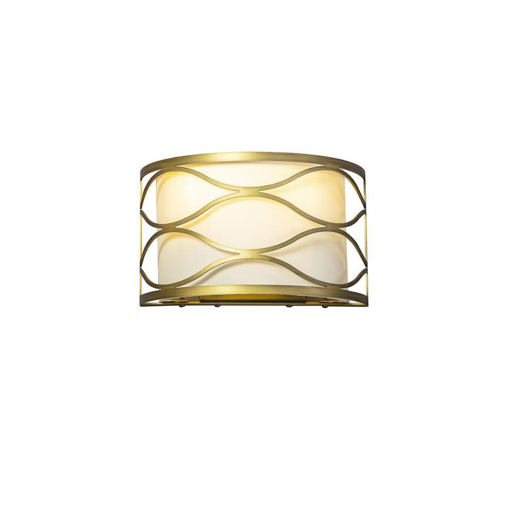 Luxuria Mirador Wall Light 2 Light E14 Aged Gold / Cream Fabric Shade