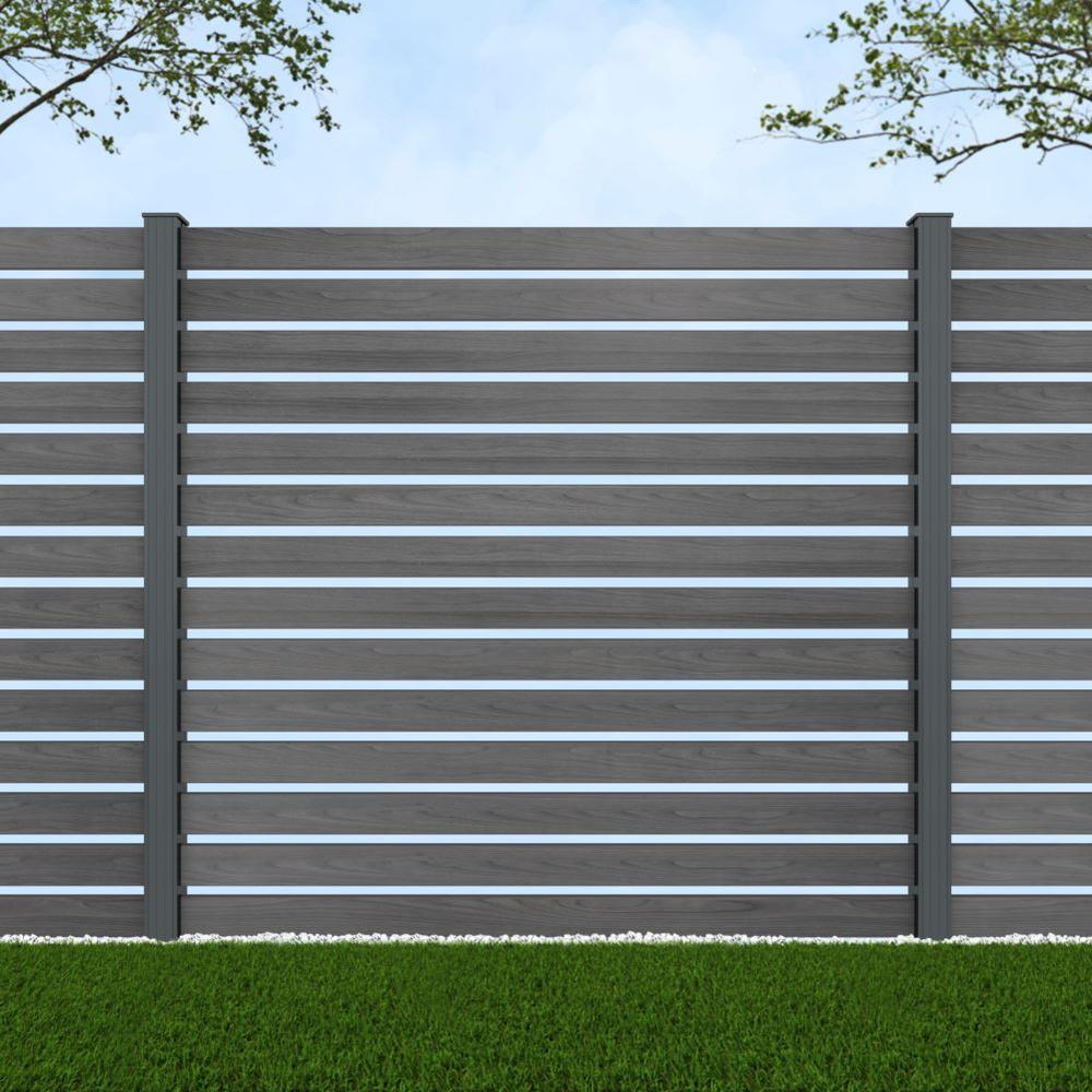 1.8m Parallel 100 Grey Wood Effect - Basalt Grey Posts - Metre Price 