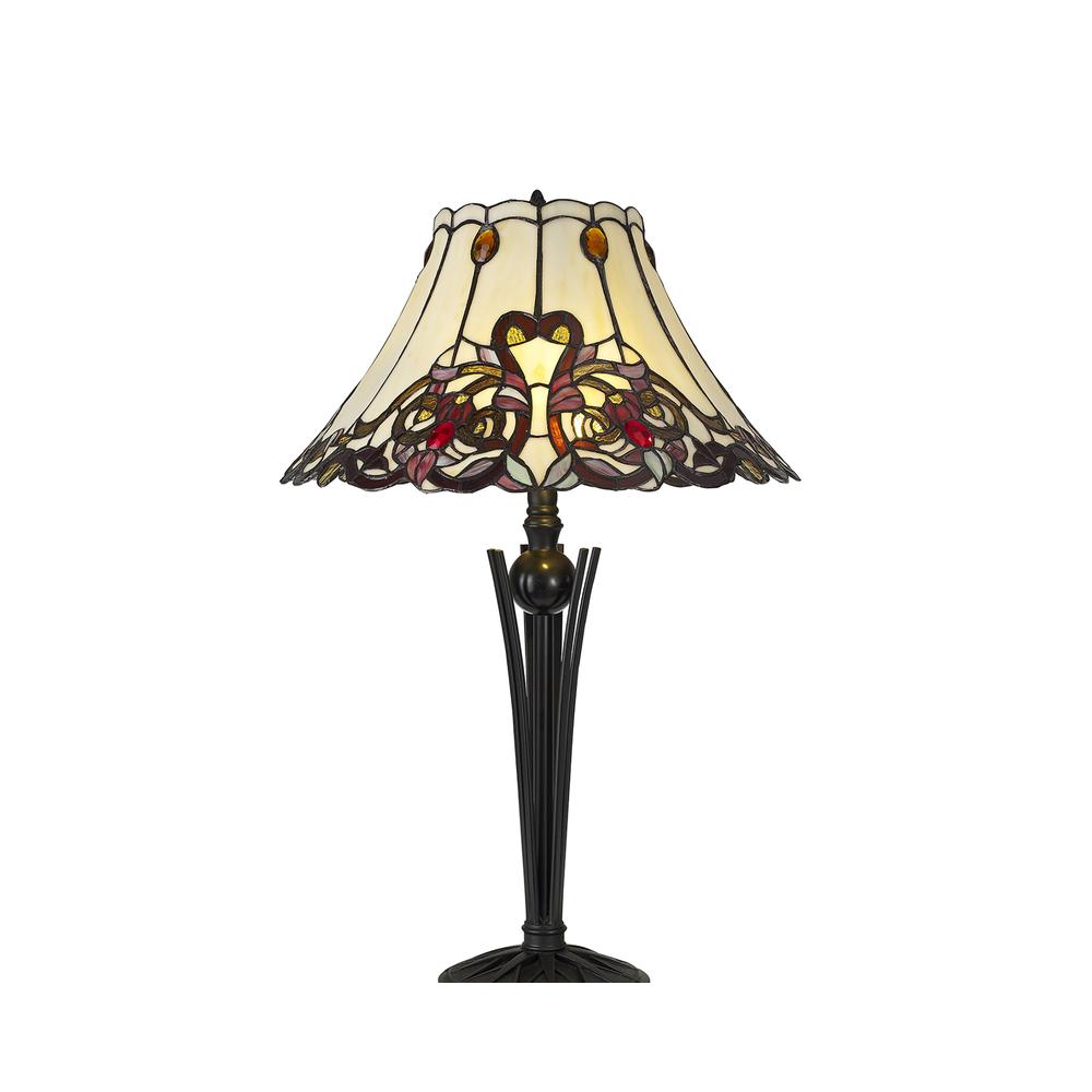 Luxuria Aurelia Tiffany Table Lamp 2xE27 Red / Orange / Crystal / Black