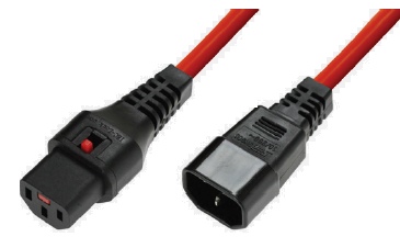 PEX-IECL-RD-1.5 IEC Lock 1.5Mtr Power Extension C13-C14 Colour Red with IEC Locking C13