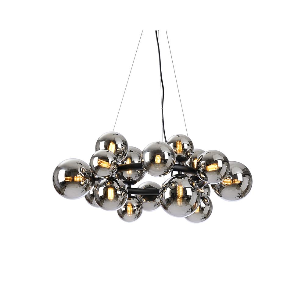 Luxuria Thorne 70cm Circular Pendant 16xG9 Satin Black Chrome Plated Glass