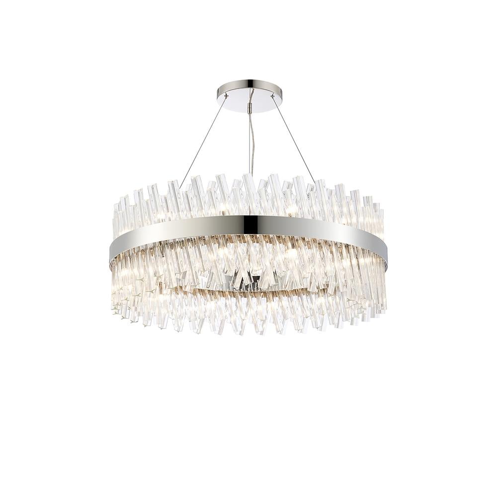 Luxuria Sylph 80cm 24 Light G9 Pendant Round Polished Nickel / Clear