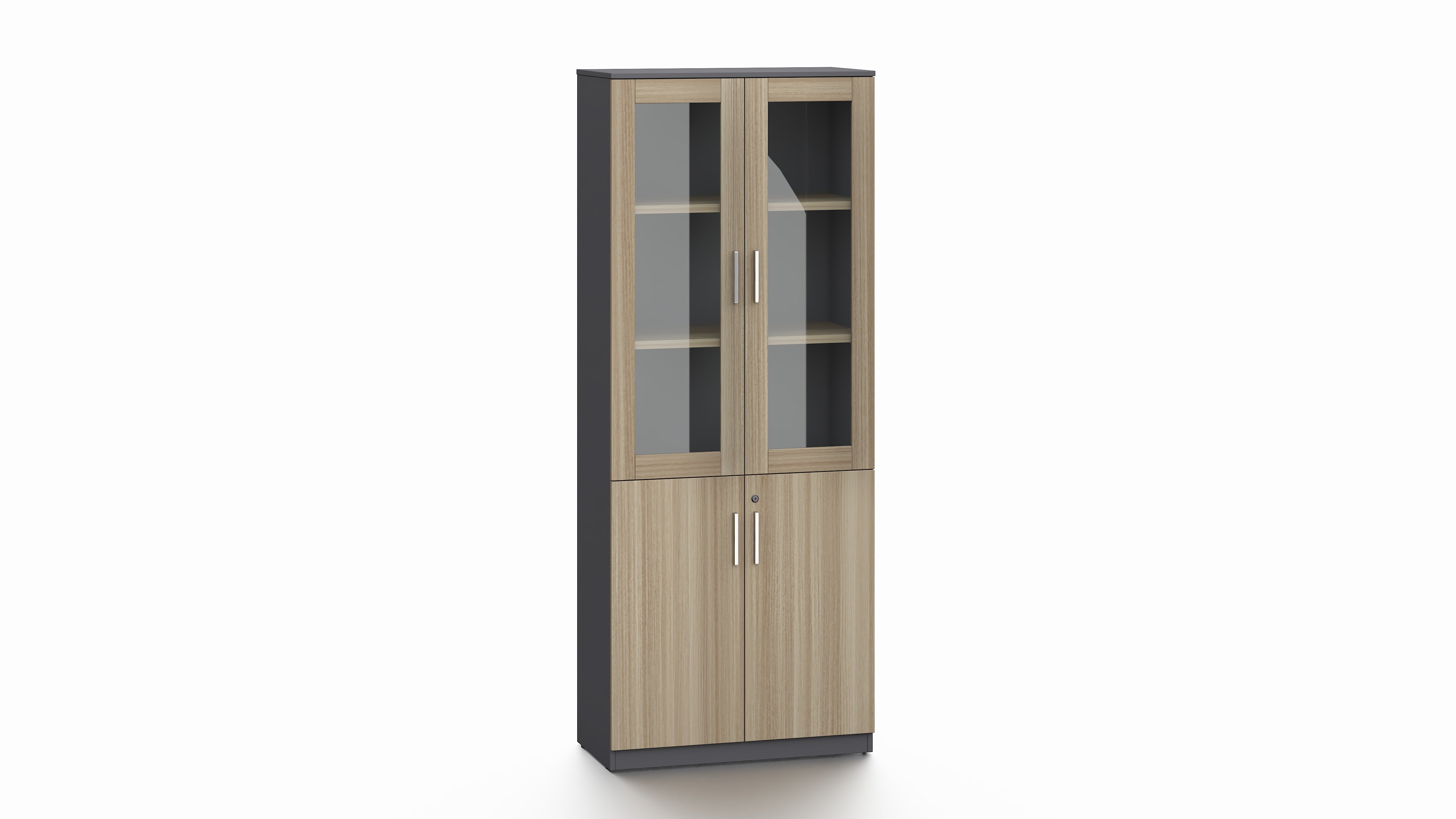 Modern Executive Golden Oak Two Glass Door Bookcase - 800mm - PM02-S03 North Yourkshire